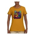 thumbnail image 2 of If You're Nice I Might Let You Live With Me Colorful Cat Animal Lover Womens Graphic T-Shirt, Gold, 2XL, 2 of 3