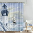 thumbnail image 2 of Coastal Lighthouse Shower Curtain, Bluish Violet Ocean Shower Curtain Sets for Bathroom,Waterproof Sailboat Nautical Shower Curtain Decor Accessories with Hooks 72X84 inch, 2 of 7