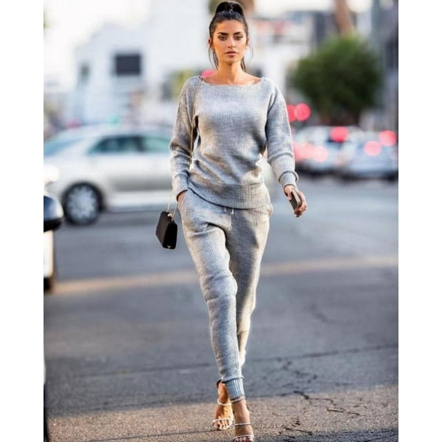 Ensemble 2 Pcs pour Femmes : Chandails à Capuchon, Pantalons, Survêtement Décontracté, Jogging, Gym, Tenue de Sport