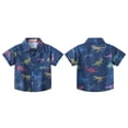 thumbnail image 5 of Nyeemya Baby Boys Hawaiian Shirts Tops Toddler Tropical Short Sleeve Button T-shirt Summer Casual Navy Blue 120, 5 of 8