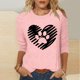 thumbnail image 2 of Tops de Cuello Redondo para las Mujeres Moda Impresa 3/4 Mangas Blusa Casual Top, Estante de Imitación, 2 of 5