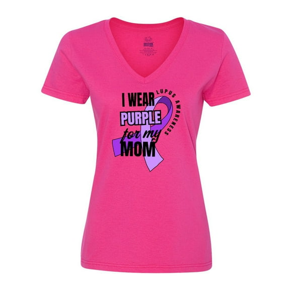 Inktastic I Wear Purple For My Mom Lupus Awareness Women's V-Neck T-Shirt