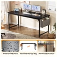 thumbnail image 3 of CONCETTA 63 Inch Computer Writing Desk with Storage Bag, Steel Frame for Home Office Study, Black, 3 of 8