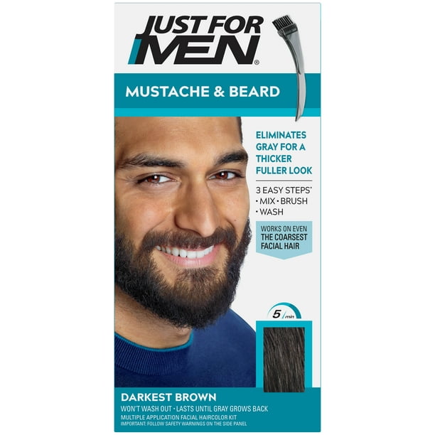 Just For Men Mustache and Beard Coloring for Gray Hair, M-50 Darkest Brown  