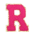 thumbnail image 1 of Uxcell Parches de planchar con letra, parches iniciales de chenilla de 2.2" Letra-R con borde dorado, aplique de bordado con adhesivo para reparación decorativa de ropa, rojo rosa, 1 of 7