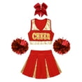 thumbnail image 3 of iiniim Girls Cheer Leader Kids Cheerleading Uniform with Accessories Carnival Party Size 6-16 A Red 16, 3 of 7