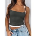 thumbnail image 4 of Women's Summer Mini Sling Vests Gray Sleeveless Hanging Neck Contrast Color Tops, 4 of 7