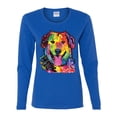 thumbnail image 3 of Smiling Dog | Colorful Neon Golden Retreiver | Dean Russo Art Animal Lover Womens Long Sleeve T-Shirt, Royal, XX-Large, 3 of 6