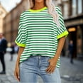 thumbnail image 1 of MKLEKYY Playeras Algodon Mujer Camiseta Holgada Informal De Verano Para Mujer, Con Cuello Redondo, Estampado De Rayas Y Degradado, De Manga Corta, 850 Talla M, 1 of 3