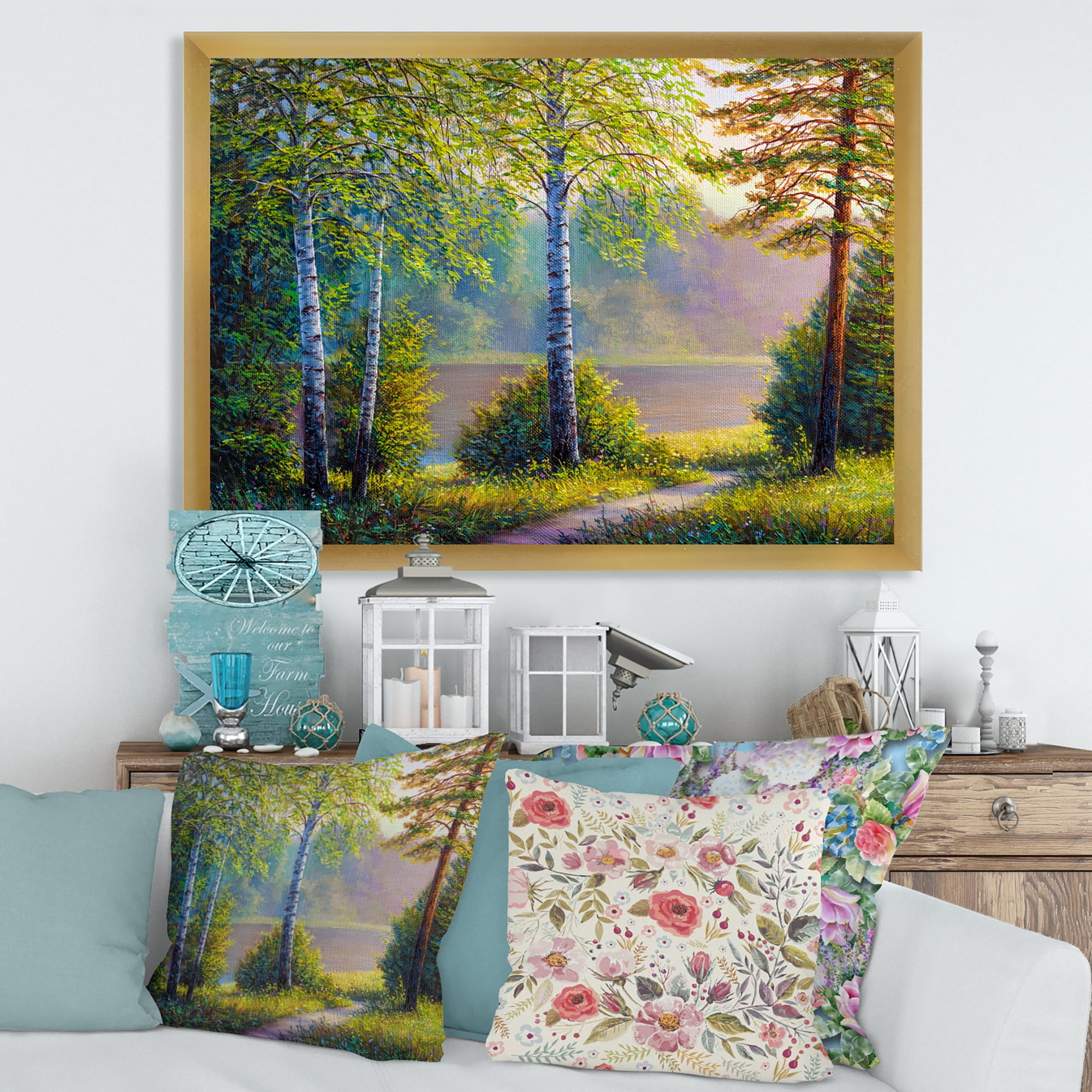 Designart 'Subtle Sunset Light Through The Trees I' Traditional Framed Art Print