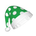 thumbnail image 2 of KLL Christmas Hats for Adults Plush Green And White Polka Dot Print Santa Hat Xmas Fluffy Santa Claus Hat for Women Men, 2 of 6