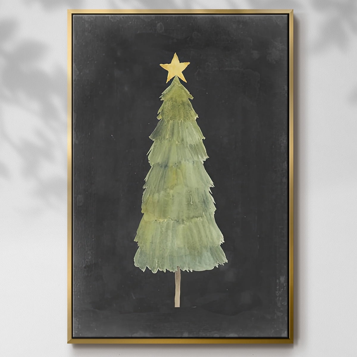 Christmas Glow Collection F - Framed Gallery Wrapped Holiday Canvas - 17 x 25 - Gold Frame