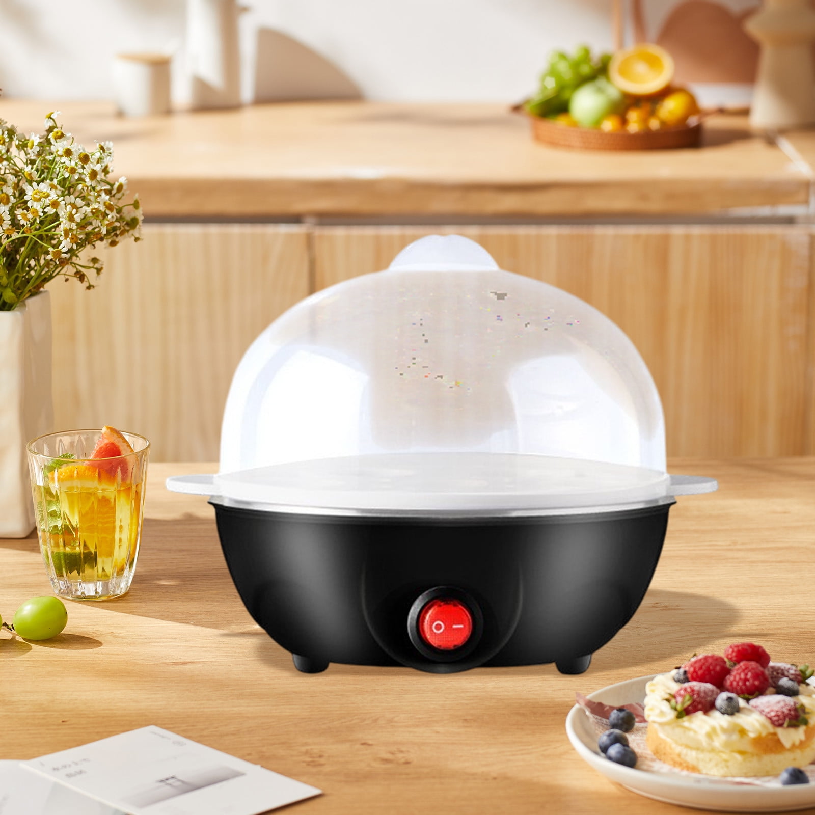 Electric Egg Cooker, Capacity Tray, Single Stack, for Poached, Scrambled, Hard, Medium & Soft Boiled Eggs, Omelets and Steamed Dumplings, Auto Shutoff