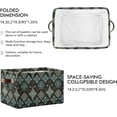 thumbnail image 3 of Storage Basket Bohemian Tile Foldable Canvas Laundry Baskets Bin Waterproof Inner Layer with Sturdy Handles for Toy Nursery Blanket Clothes 1 Pack, 3 of 7
