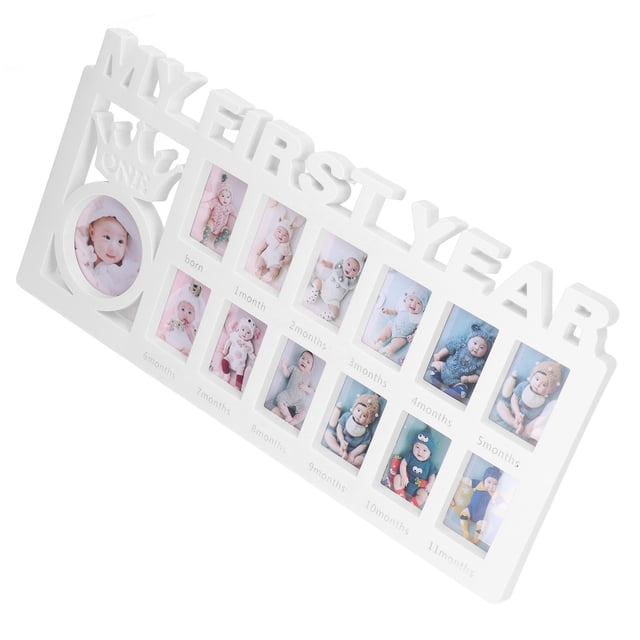 Baby Photo Frame Set 12 Monthly Picture Frames for Newborn Growth with Stand for Wall or Table Display Perfect Gift for Parents