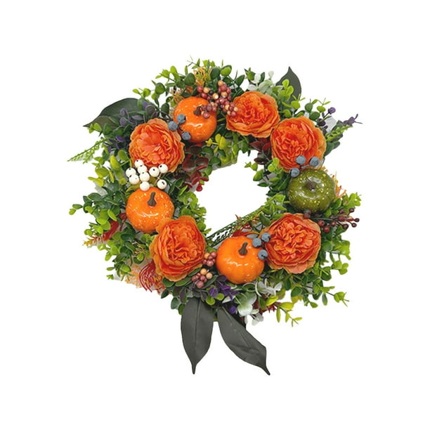 Corona de flores de calabaza de verano, corona de verano para decorar el hogar y el pasillo