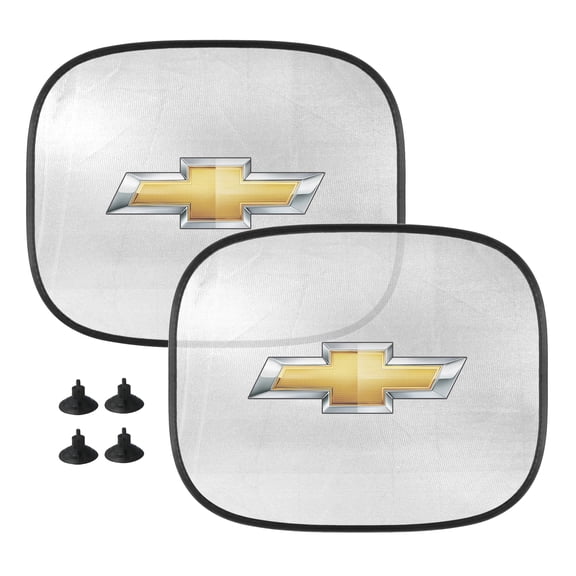iPick Image for Chevrolet Golden Logo Logo Car Side Window Mesh Sun Shades for Baby Children UV Protection, 2 Pack, Official Licensed