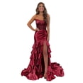thumbnail image 1 of Vestido formal de graduación Mollyevers 2025 Burgundy Satin Mermaid, 1 of 7