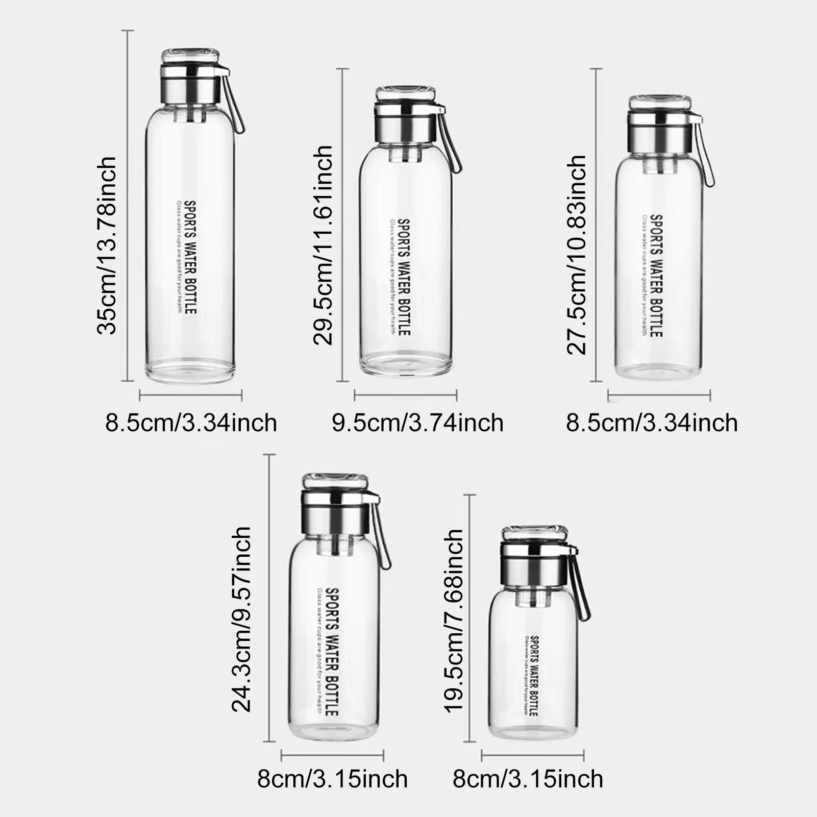 OIUR Glass Water Bottle Transparent Leakproof Drinkware Tea Juice Cup Outdoor Water Bottle Portable with Sealing Ring And Heat-Insulated Cover