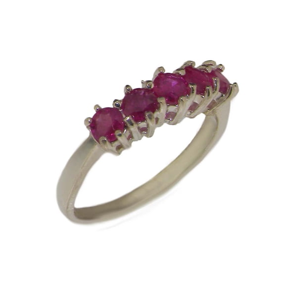 LBG British Made 10k White Gold Natural Ruby Ladies Eternity Ring - 33 size options - Size 10