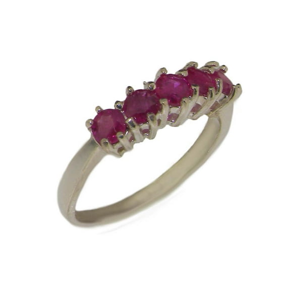 LBG British Made 10k White Gold Genuine Ruby Womens Eternity Ring - 33 size options - Size 6.25