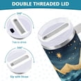 thumbnail image 3 of Yayeee 40oz Stainless Steel Tumbler with Straw and Handle Double-Wall Insulated Travel Water Bottle, Dark Mountains, 3 of 8