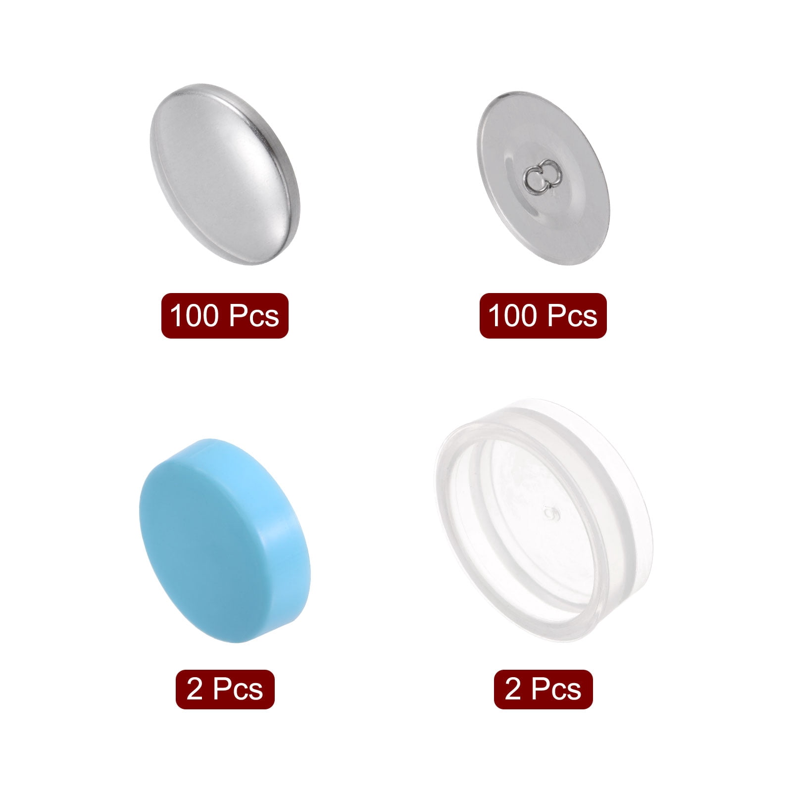 100 Sets Self Cover Button Kit 38mm Metal Aluminum Button with 2 Tools