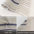 thumbnail image 6 of Beige Stripe Washable Area Rug 3'x5',Modern Abstract Art Navy Blue Striped Rustic Woven Cotton Tassels Kitchen Rugs,Non Slip Indoor Door Mat Throw Carpet for Entryway Living Room Nursery Laundry Room, 6 of 9