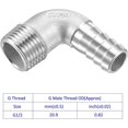 thumbnail image 5 of Paquete de 2 accesorios de púas para manguera-codo de 90 grados, conector de tubería de acero inoxidable de 15mm, se aplica al combustible de agua (tubo macho g1/2), 5 of 5
