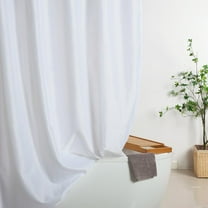 Short Shower Curtain 66 Inch Length, White Waterproof Fabric Liner for Bathroom Spa, Heavy Duty Polyester with Reinforced Grommets, Washable