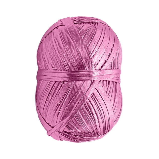 Pink Metallic Texture Yarn For Knitting Crochet Blanket Bags Diy Weaving Cloth Strips Personalized Craft Project Glitter Thread