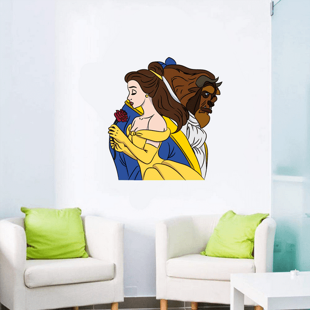 Beast Princess Belle Beauty And The Beast Cartoon Decors Wall Sticker Art Design Decal For Girls Boys Kids Room Bedroom Nursery Kindergarten Home Decor Stickers Wall Art Vinyl Decoration 30x27 Inch