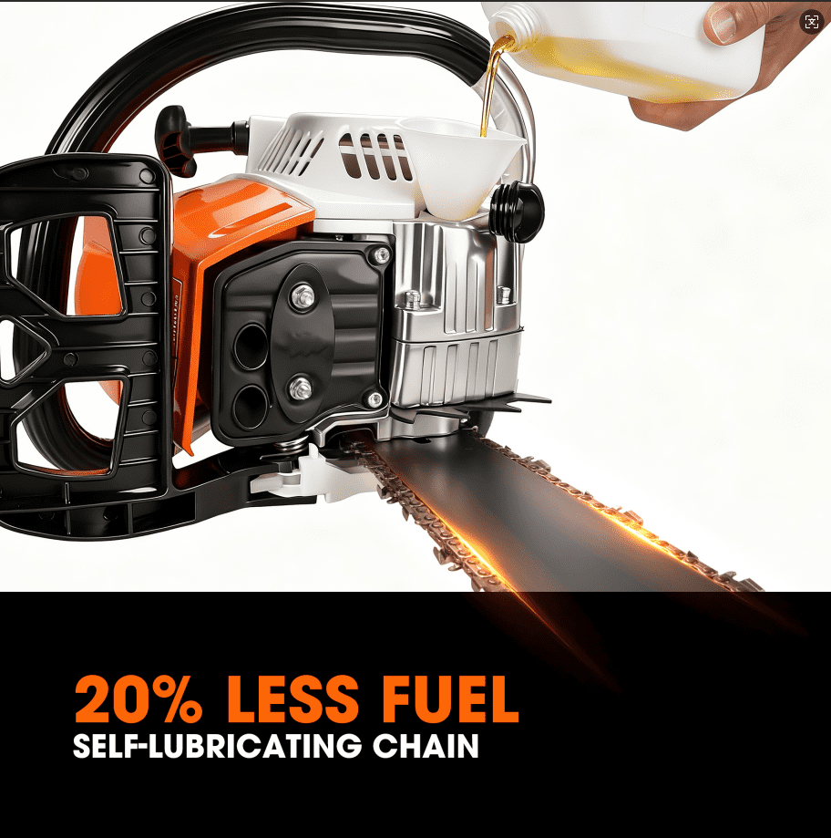 Gasoline Chain Saw 62CC 20-inch Saw Chain, Cutting Tool, EfficientWood Cutting, Logging And Ranch, Farm Durable Design, Silent Design Safe To Use,Shockproof Handle