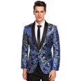 thumbnail image 3 of COOFANDY Men's Floral Tuxedo Jacket Luxury Embroidered Stylish Suit Blazer Jacket for Wedding Party Dinner, 3 of 9
