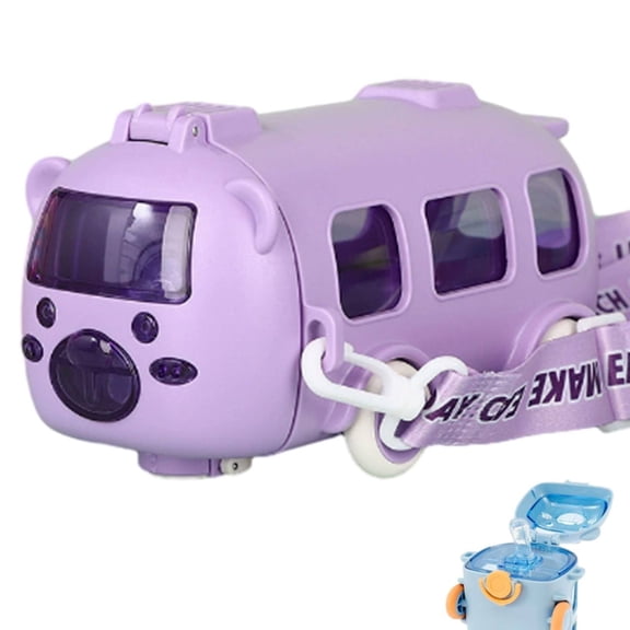 Clearance Glass&Bottle under $7 Portable Water Cup In Bus Shape 360° Leak Proof Portable Water Bottle With And Strap / 500ml Leak Proof Drinking Bottle Detachable Fun Toy Flip Top