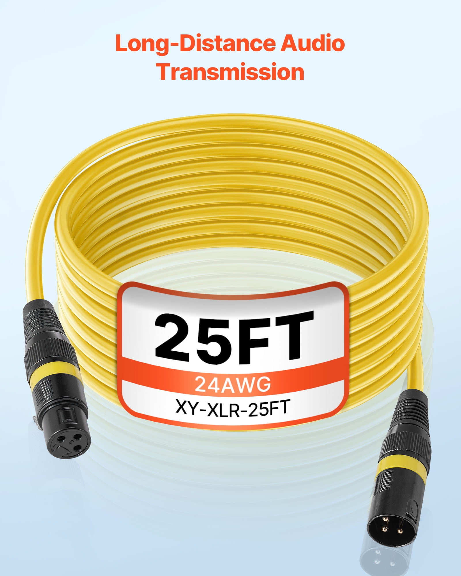 VEVOR XLR Cable 25 ft, 4 Pack, Shielded Balanced DMX Male to Female Microphone Cables, Gold-Plated 3-Pin XLR Mic Speaker Cord Wires, for Stage Lighting, Microphones, Amplifier, Mixer, Speaker Systems