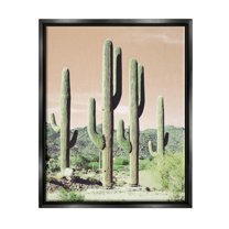 Stupell Industries Towering Cactus Plants Arid Desert Vegetation Nature Photograph Jet Black Floating Framed Canvas Print Wall Art, Design by Susan Bryant
