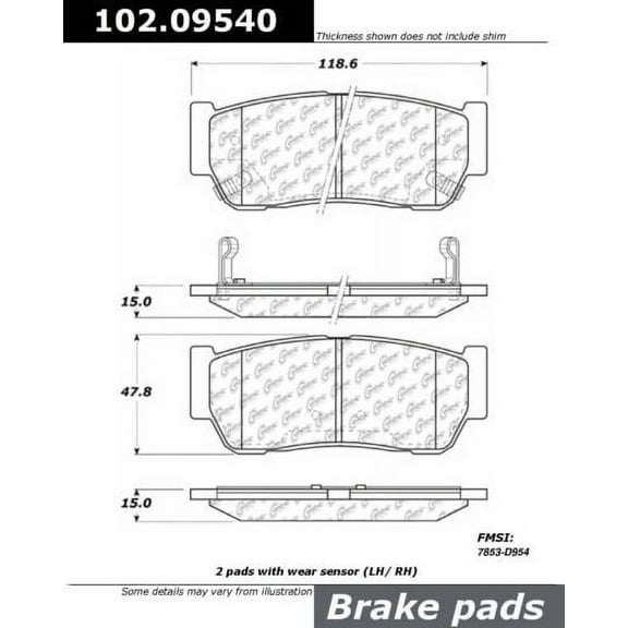 Centric Parts 102.09540 102 Series Semi Metallic Standard Brake Pad
