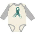 thumbnail image 3 of Inktastic Ovarian Cancer Awareness Teal Ribbon Made of Hearts Boys or Girls Long Sleeve Baby Bodysuit, 3 of 5