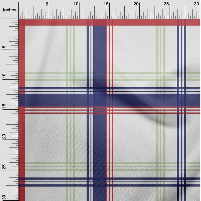 oneOone Viscose Jersey White Fabric Madras Check Craft Projects Decor Fabric Printed By The Yard 60 Inch Wide