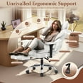 thumbnail image 5 of COOLHUT Large Executive Leather Office Chair with Footrest, Ergonomic Reclining Design, High Back and Lumbar Support, Ideal for Big and Tall Users, Perfect for Home Office or Computer Desk Use, White, 5 of 10