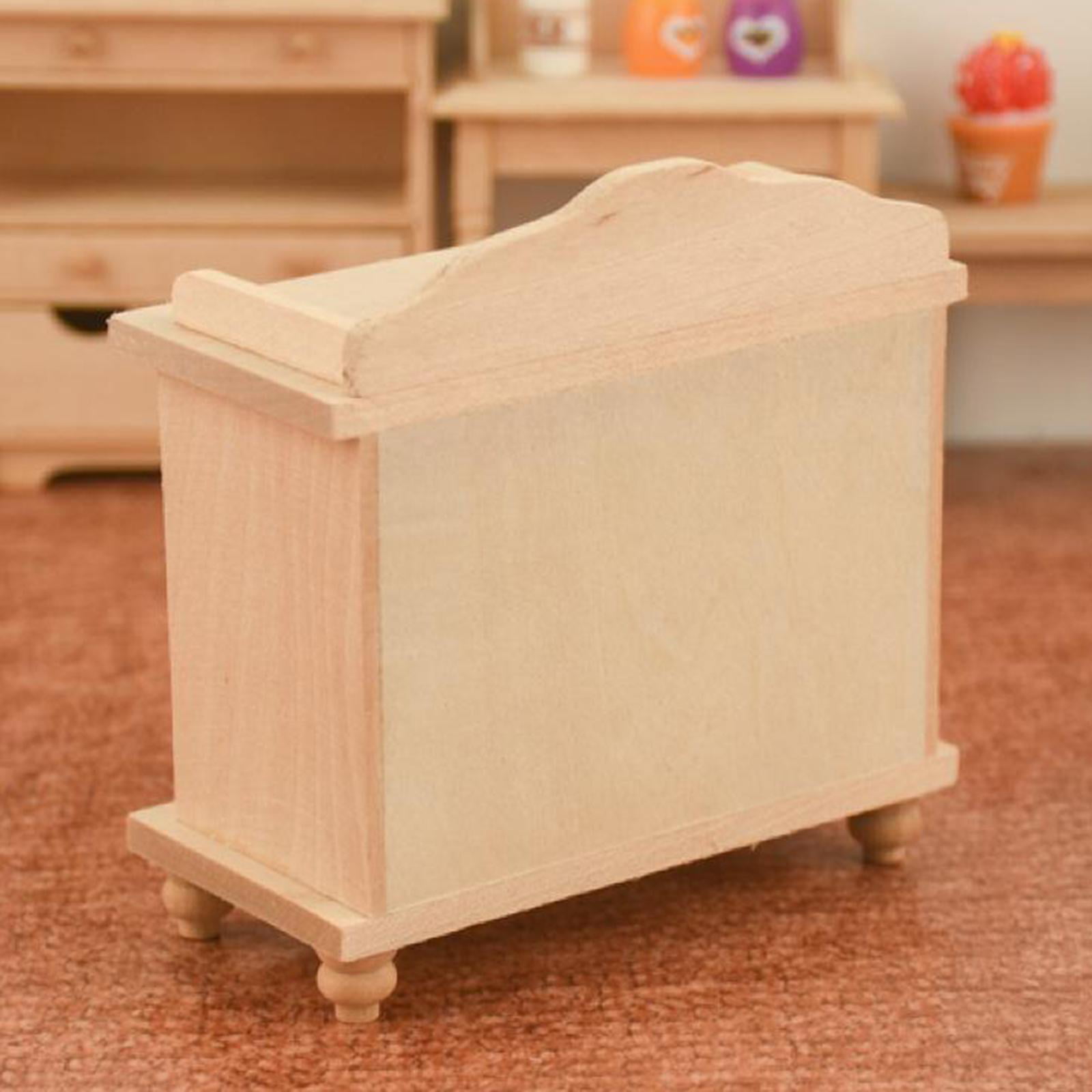 Details about   1:12 Scale Dollhouse Handmade Wooden Nightstand TV Cabinet Bedroom Furniture 