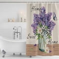 thumbnail image 2 of Polyester Fabric Purple Lavender Shower Curtain, Spring Floral Daisy Butterfly Leaves Beige Waterproof Bathtub Curtain Bathroom Decor Set with Hooks 48 x 72 Inches, 2 of 6