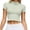 0630S*Light Green, variant on Womens Cropped Tennis Workout T Shirts Summer Quarter Zip Slim Yoga Tops Trendy Short Sleeve Running Gym Fitness Tees 0630S*Light Yellow S