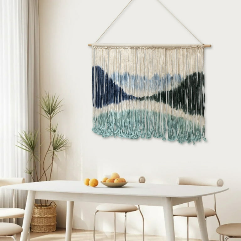 Macrame Wall Hangings, Modern 43x28 Large Sunset/Mountains Fringed Wall  Hanging Wall Art Decor for Living Room Bedroom Dining Room