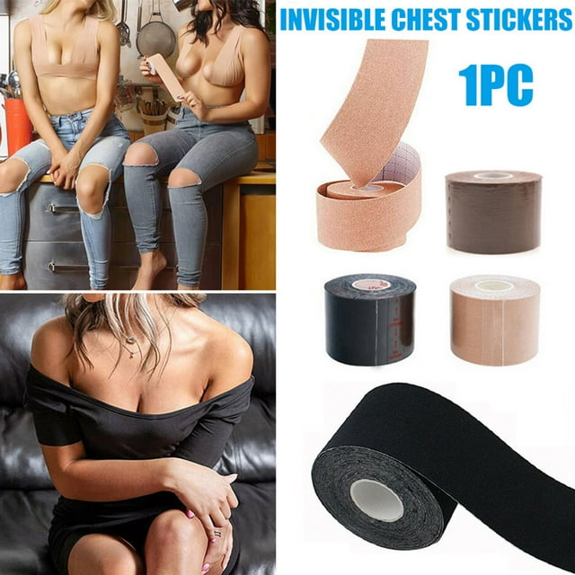 Trayknick 1 Rouleau 2.5/3.8/5/7.5/10CM Ruban de Levage de Sein Pratique Réglable Polyester Respirant Coussinet de Seins Cache-Tétons Invisible Long Autocollant Rehausseur pour Robe Complète Teint 7.5cm