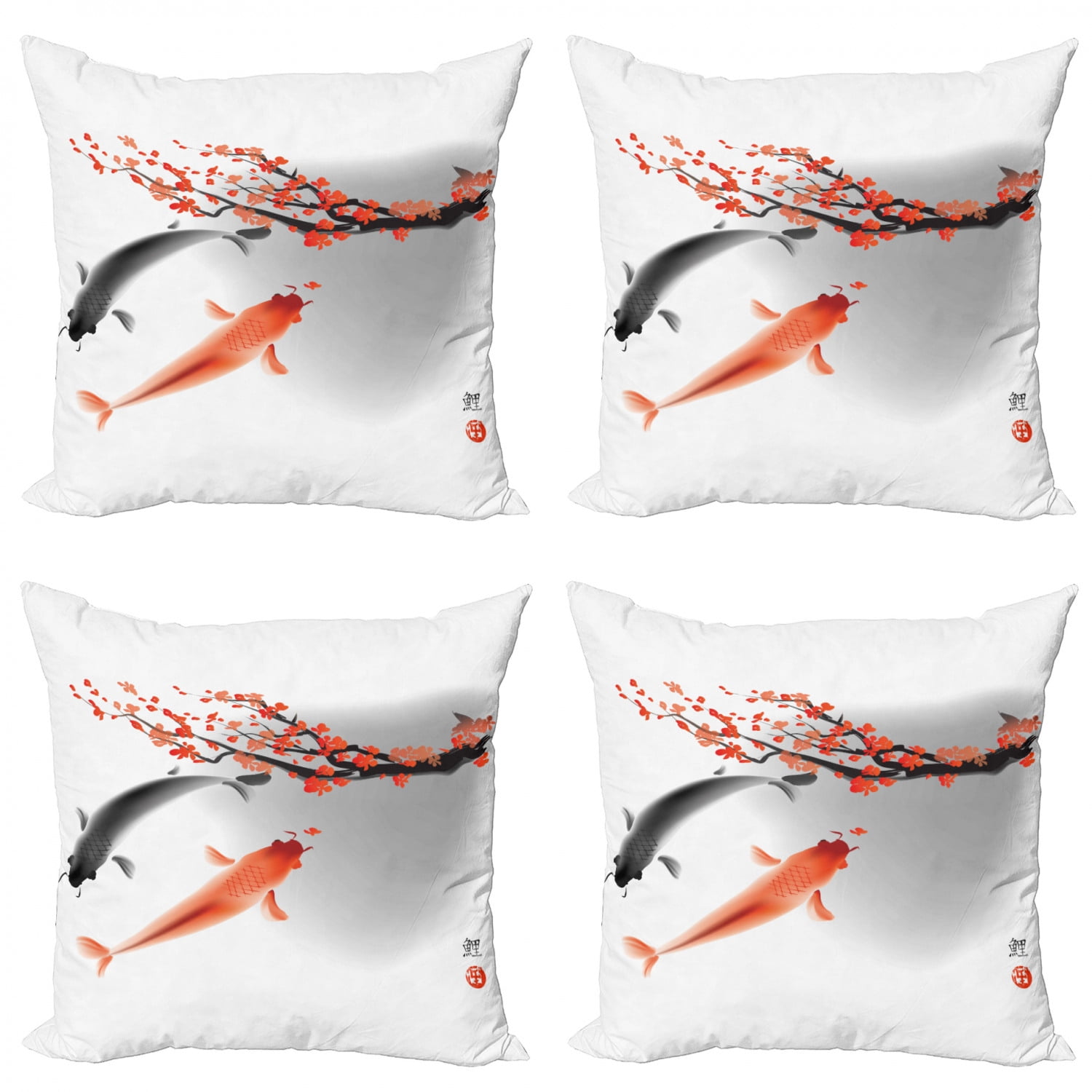 4pcs cushion covers koi carp fish pillows for the couch 