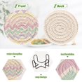 thumbnail image 4 of Haosy Set of 6 Drink Woven Coaster with Holder Heat Resistant Non-Slip Bar Coasters 4 Inches Pastel Colored Chevron, 4 of 7