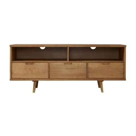 58" 3-Drawer Solid Wood TV Console - Caramel