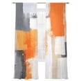 thumbnail image 7 of Burnt Orange Grey Sheer Curtains 108 Inch Length 2 Panels Set, Abstract Geometric Oil Painting Modern Voile Window Treatment Semi Sheer Long Curtains Drapes for Bedroom/Living Room/Kitchen 52"x108"x2, 7 of 7